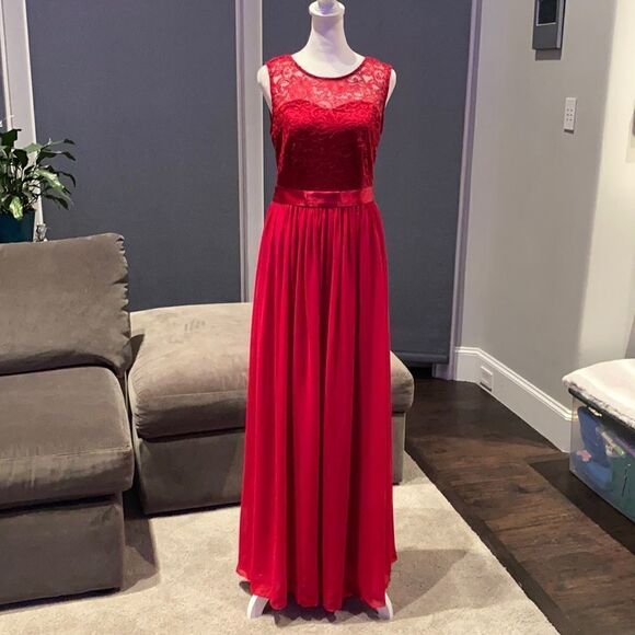 Women’s Red Chiffon Dress Small NWOT - Picture 1 of 9